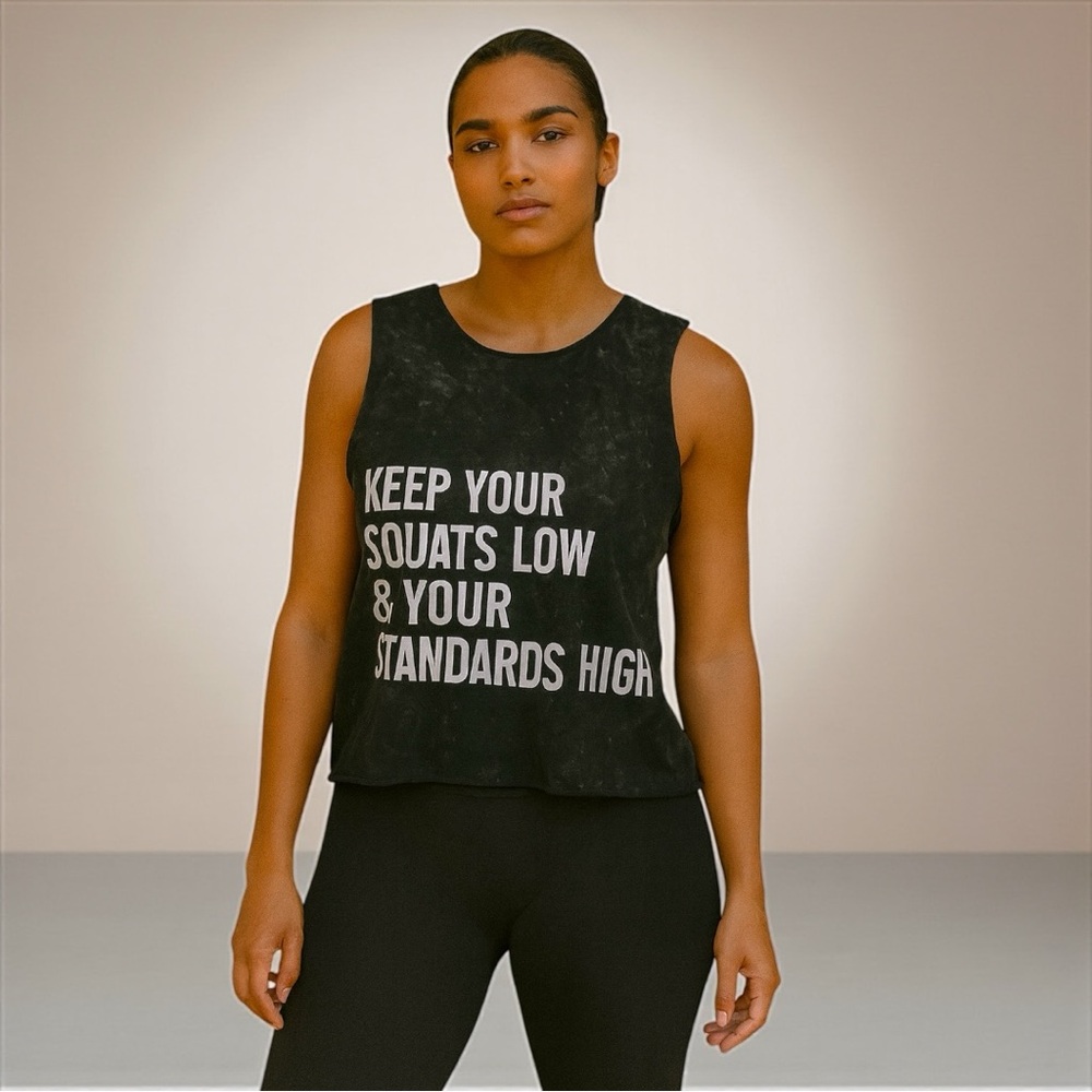 Black Graphic Crop Top
